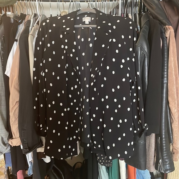 14th & Union black & white polka dot flowy blazer - Picture 1 of 3